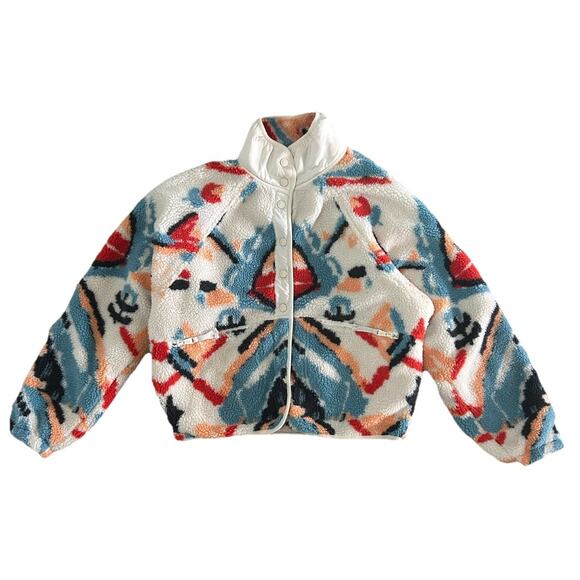 Free People Multicolor Hit The Slopes Fleece Jacket Rocky Ridge Women’s Size S - Picture 1 of 9